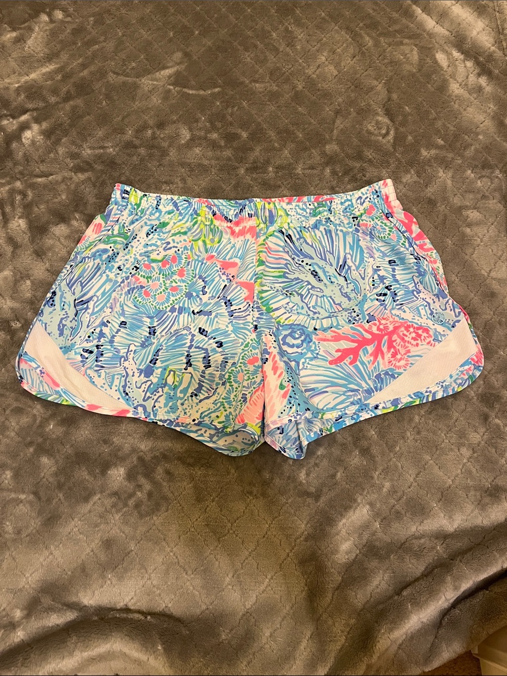 Lilly Pulitzer Coral & Aqua Floral Athletic Shorts